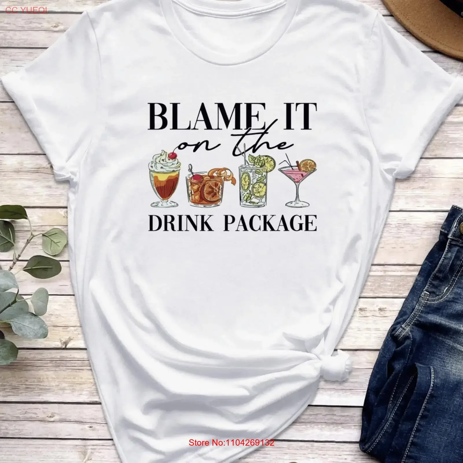 Funny Cruise T Shirt Blame It On The Drink Package Vacation vintage Washed Slightly Unisex Breathable Versatile Stylish