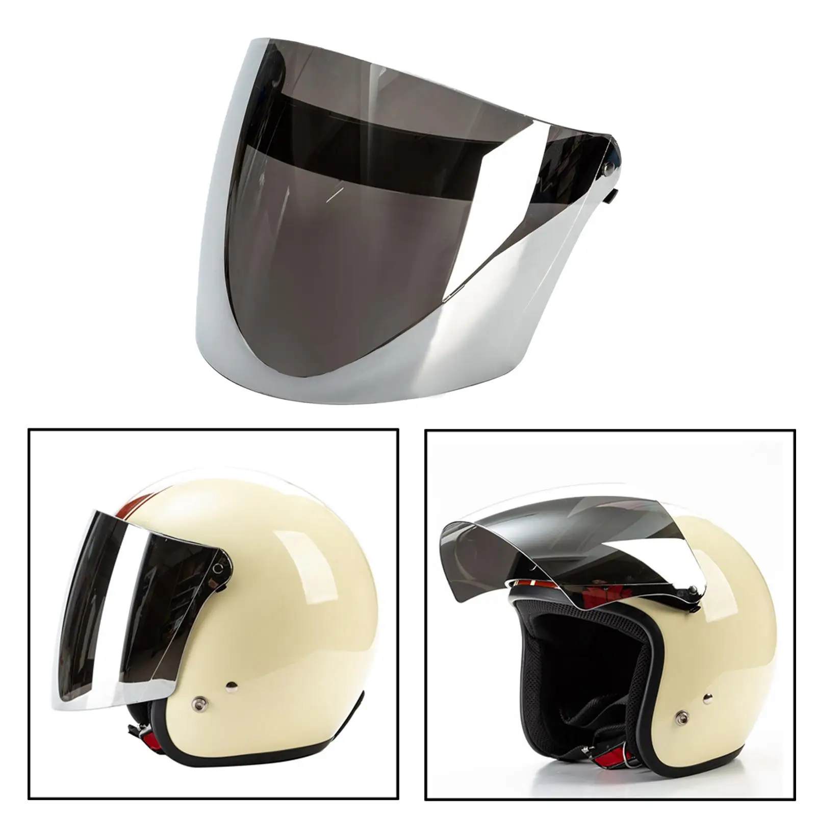 

Full Face Wind Retro 3 Snap Button Helmet Visor Top and Bottom