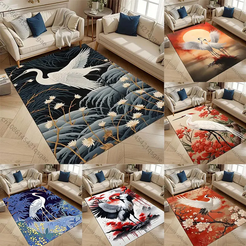 Neue Regale! 3D HD Heron Theme Teppich, rutschfester Schalldämmteppich für Wohnzimmer, Nachttisch, Bürobereiche, maschinenwaschbare Matte