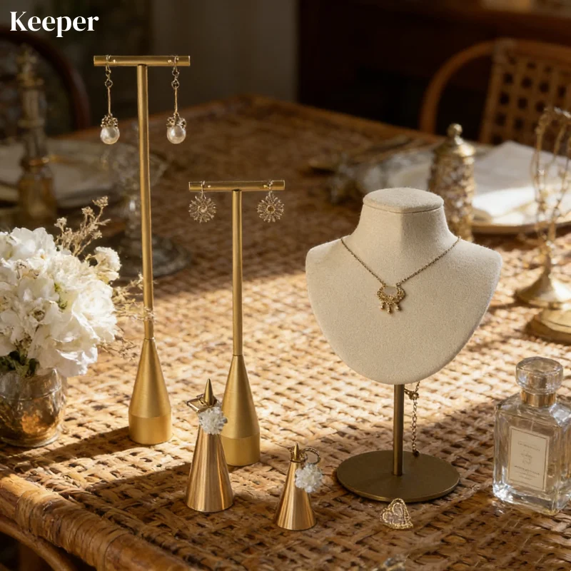 

Metal Jewelry Stand Display T-Bar Necklace Holder Tabletop Organizer Tower for Hanging Pendants And Show Jewelry