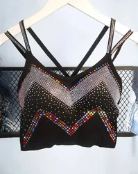 Gemstones Crop Tops Women Sexy Paded Camisole Yoga Bras Student Tube Top Vest Yoga Bra Push Up Gym Running Bra