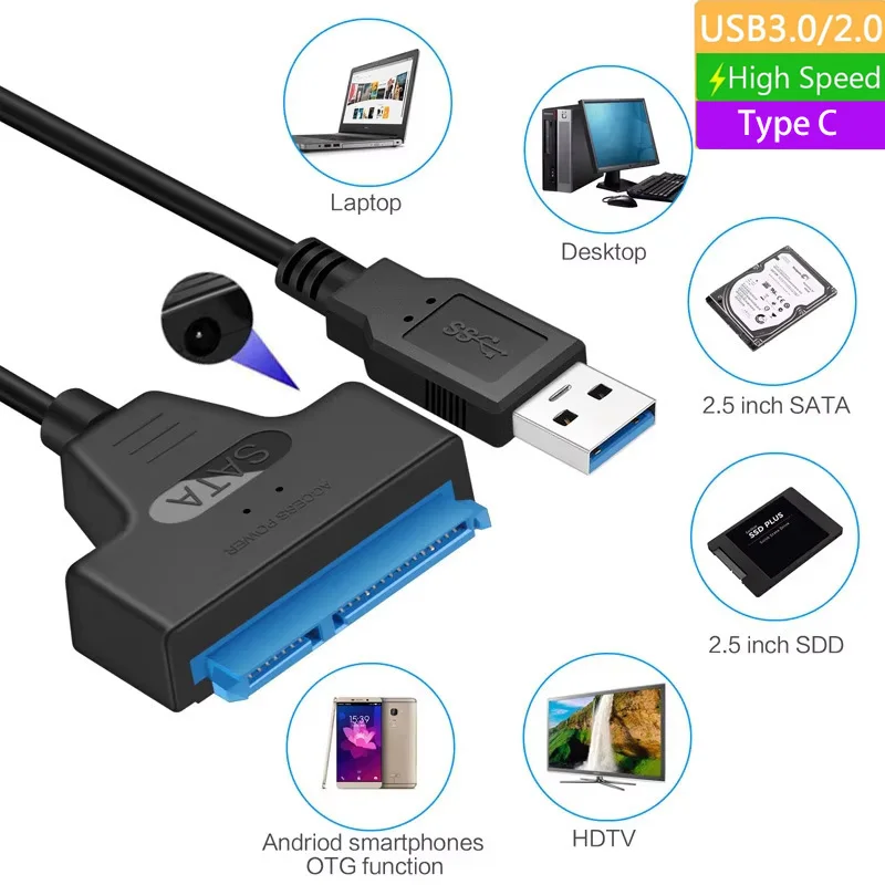 SATA USB 3.0 Type C To Adapter Cable USB3.0 Hard Drive Converter Cable For Samsung Seagate Pin Adapter WD 2.5 3.5 inch HDD SSD