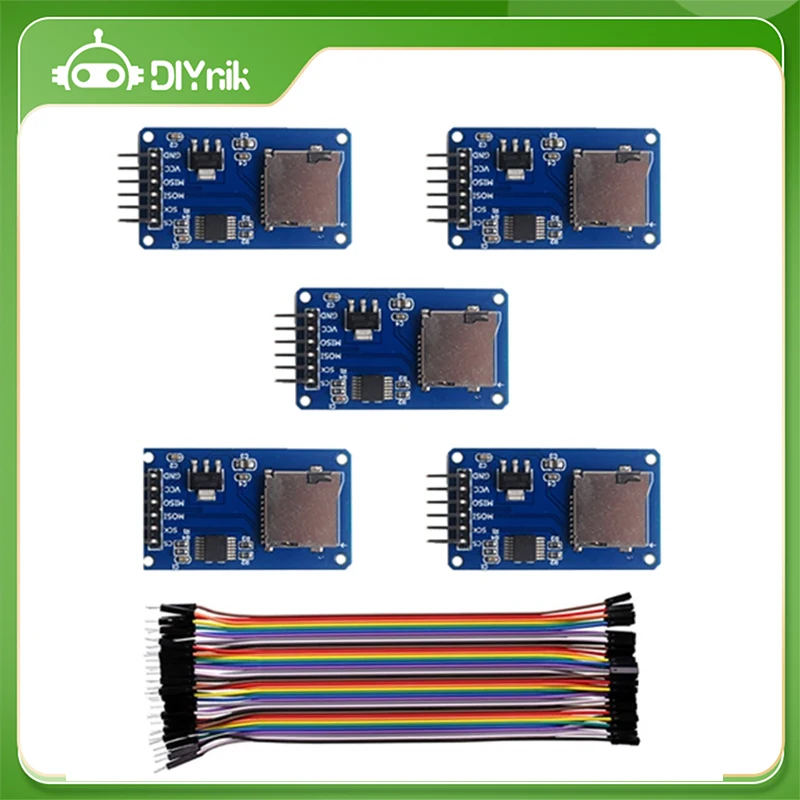 5 PCS SD Card Module Mini TF Card Reader Writer Sensor + 40P Male to Female Dupont Cable for Arduino Mega2560 Nano ESP32