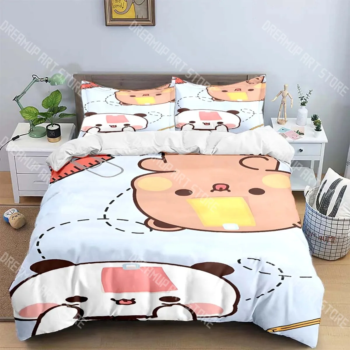 3D Printed Cartoon Bubu Dudu Bedding Set for Boys Girls Duvet Cover Pillowcase Twin Queen King Full Single Double Sizes