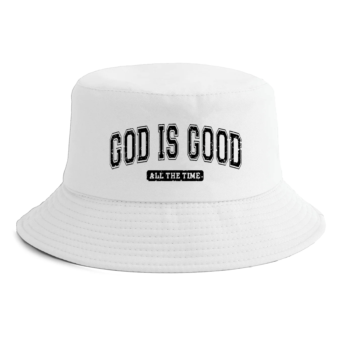 Reversible God Is Good Print Bucket Hat Retro Fisherman Cap for Men Women Summer Outdoor Sun Protection Travel Beach Hat