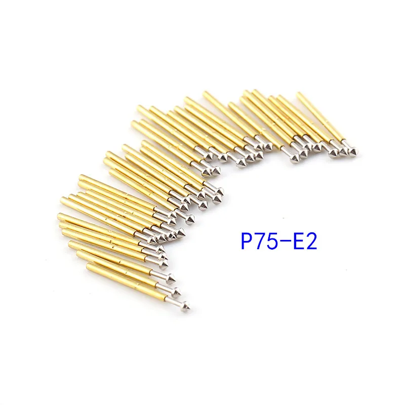 Hot Selling 100Pcs Van P75 Serie Messing Spring Test Probe Met Vernikkeld Naald Diameter Elektronische Spring Test Probe