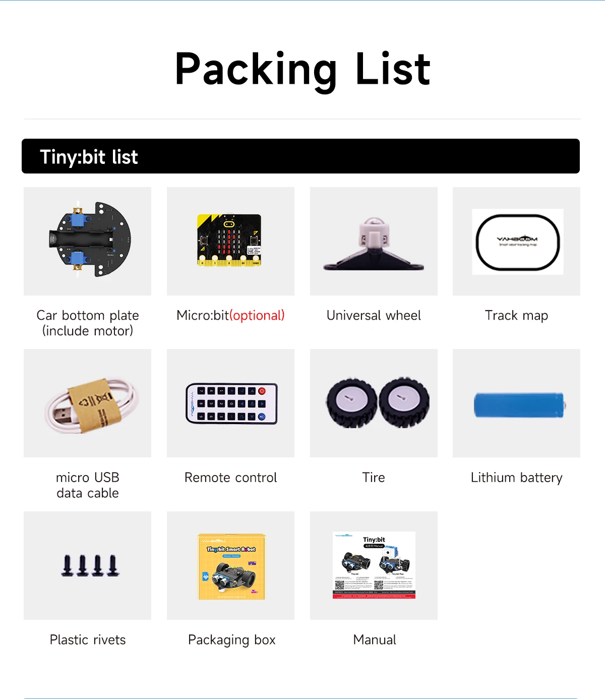 Yahboom Smart Robot Car Kit for BBC Micro:bit STEM Science Kits Coding Robots Microbit Car Handle Support MakeCode Programming