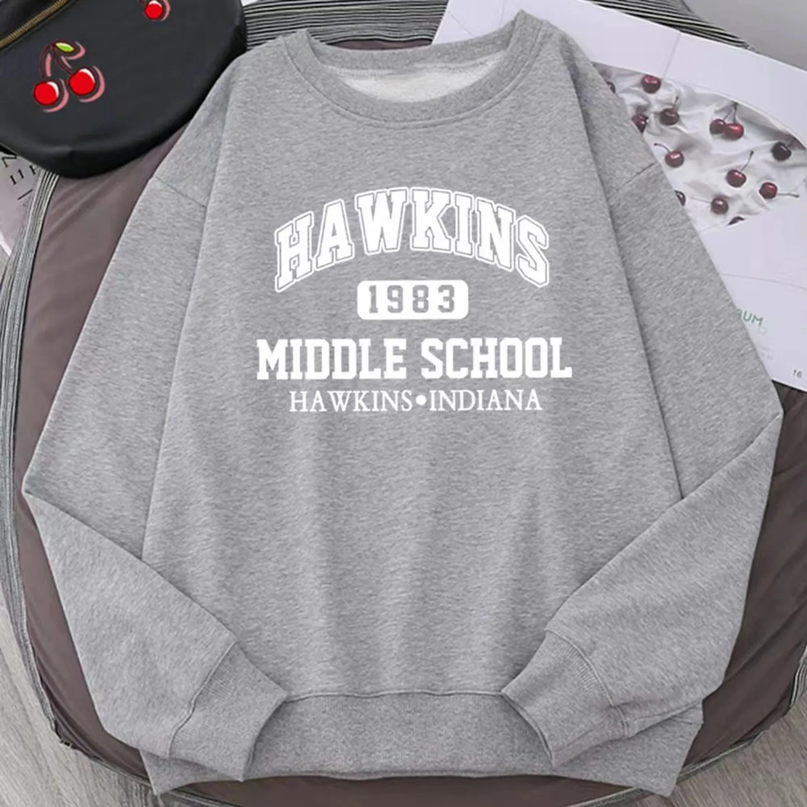 

Hot Sale Brand 1983 Middle School Print Sweatshirts Men Autumn Fleece Oversized Hoodie Crewneck Hip Hop Clothes Warm Hoodies