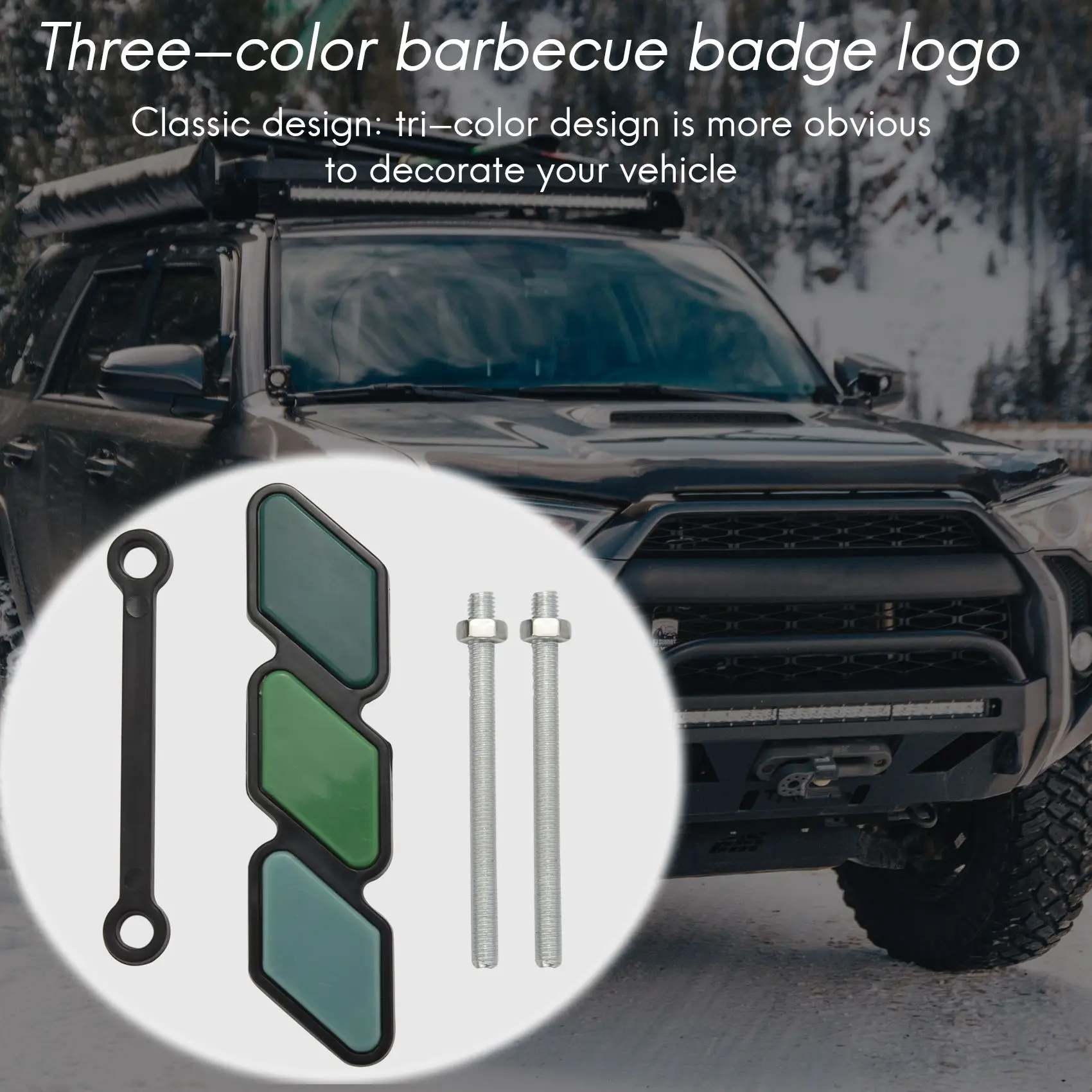 for Toyota Tacoma 4Runner Tri-Color Cyan 3 Grille Badge EMBLEM Stickers Decals Auto Car Accessories Car image 4