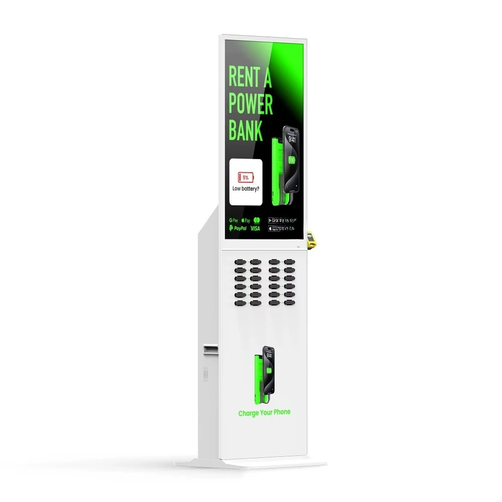 24 Slots QR Code Scan Tap Rent Mobile Phone Rental Power Bank Wireless Charging LED Display 5000mAh Shared Battery Station