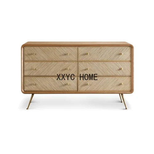 

Комод с шестью ящиками, скандинавский простой современный светильник, роскошный органайзер для хранения из ротанга, боковой шкаф из массива дерева