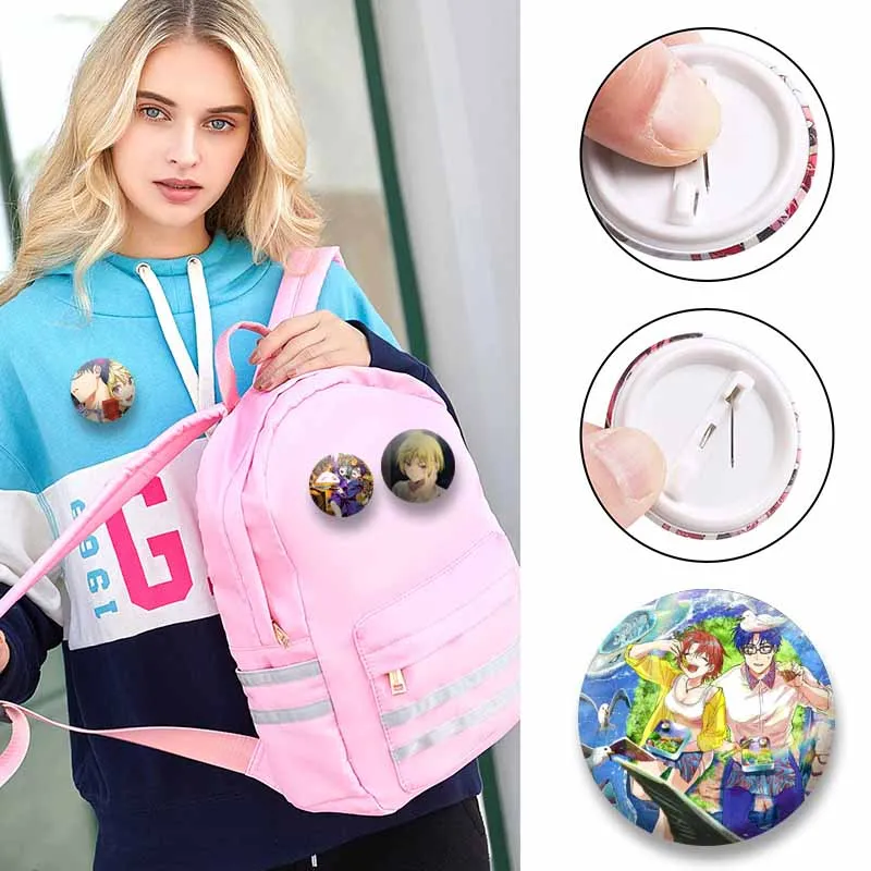 Anime MARRIAGETOXIN Coin Brooch Cute Cartoon Character Lapel Pins Hikaru Gero Mei Kinosaki Badges