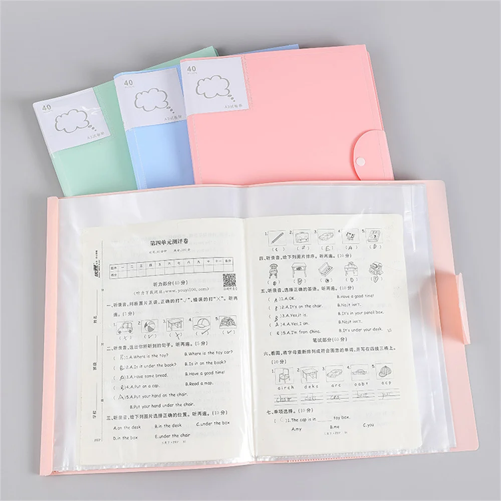 Imagem -03 - Transparente Multi-layer File Folder Bolsa Plástico Snap Documento Bolsa Student Test Paper Storage Insert Picture Album Clip a3