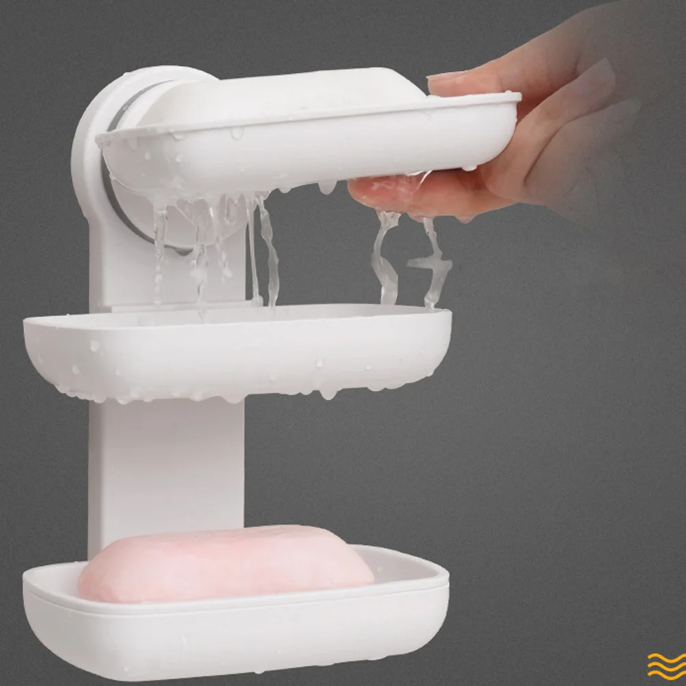 

Mounted Holder Suction Cup Bathroom Drain Tray Hard Plastic Soap Dish Sponge Soap Holder Organizer