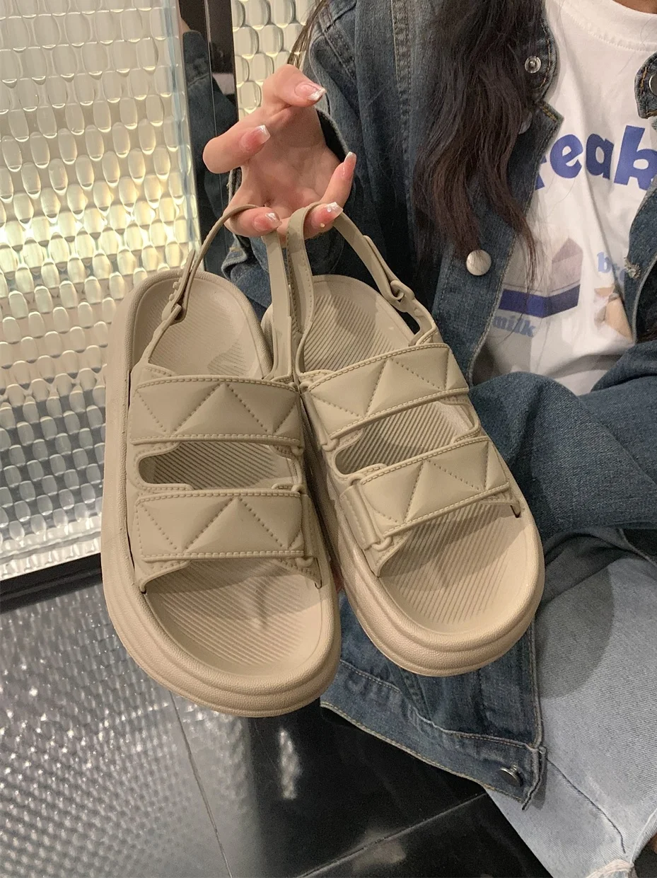 Casual Versatile Roman Sandals For Women In Summer Fashionable New Anti-skid Soft Thick Sole Beach Slipper