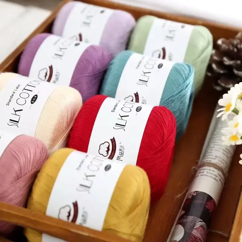 DIY Crocheted Wool Ball Hat Clothes Crochet Yarn, Lace Thread, 6 Silk Cotton Thread, Hand Woven Doll Material Bag, 50g