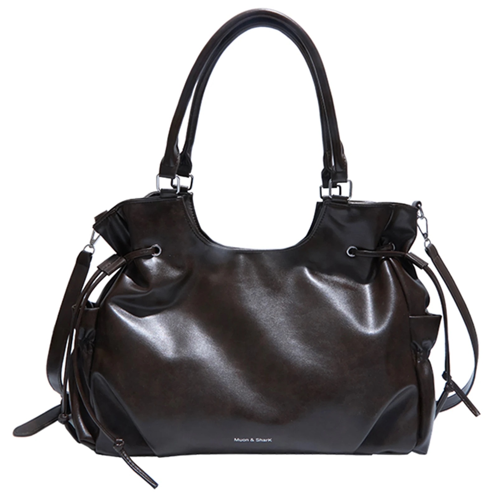 

PU Commuter Tote Bag Large Capacity Shoulder Bag Solid Color Hobo Shopper Bag Roomy for Business Office Work Travel