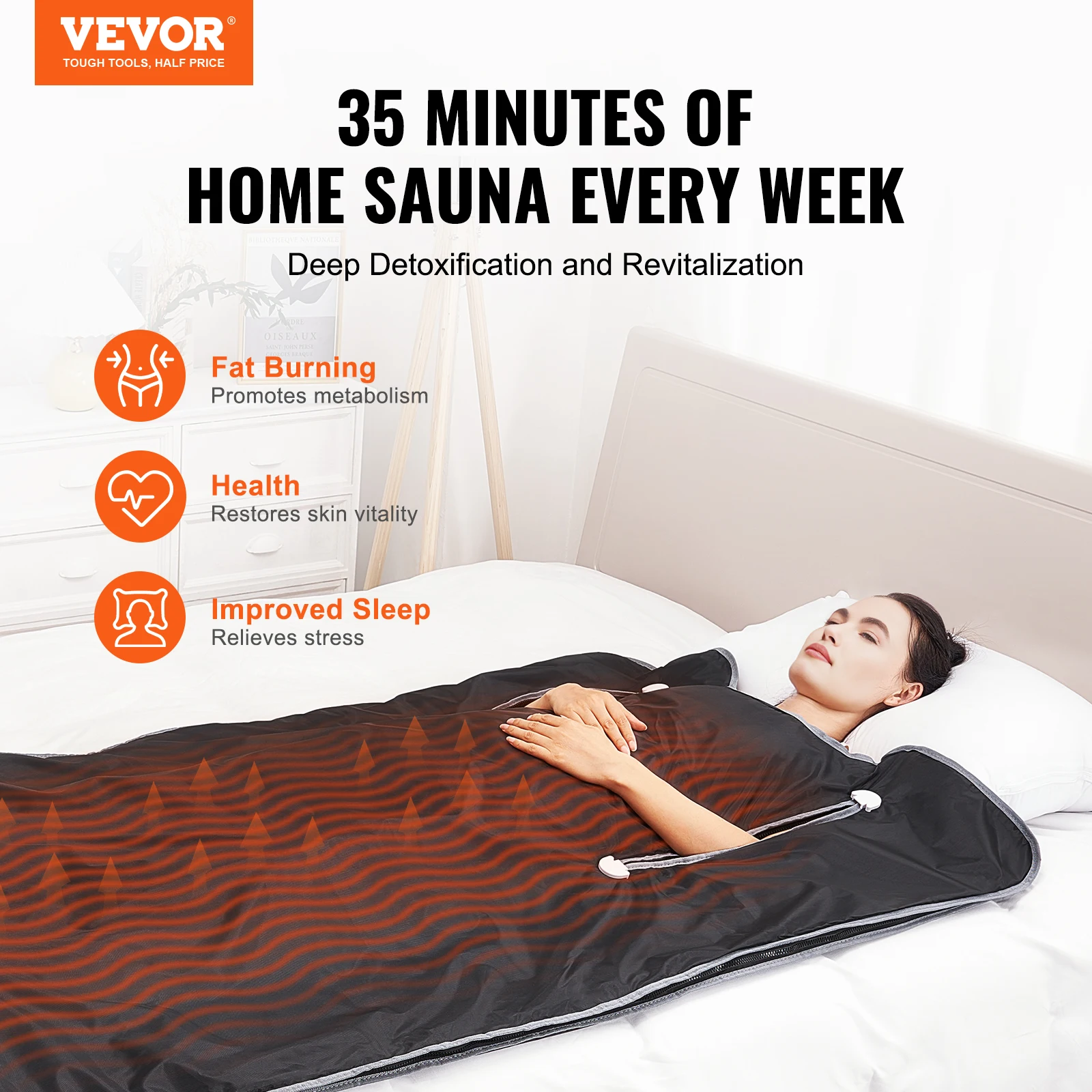 VEVOR Sauna Blanket for Detoxification Portable Far Infrared Sauna For Home Relaxation Adjustable Temprature Minutes Timer