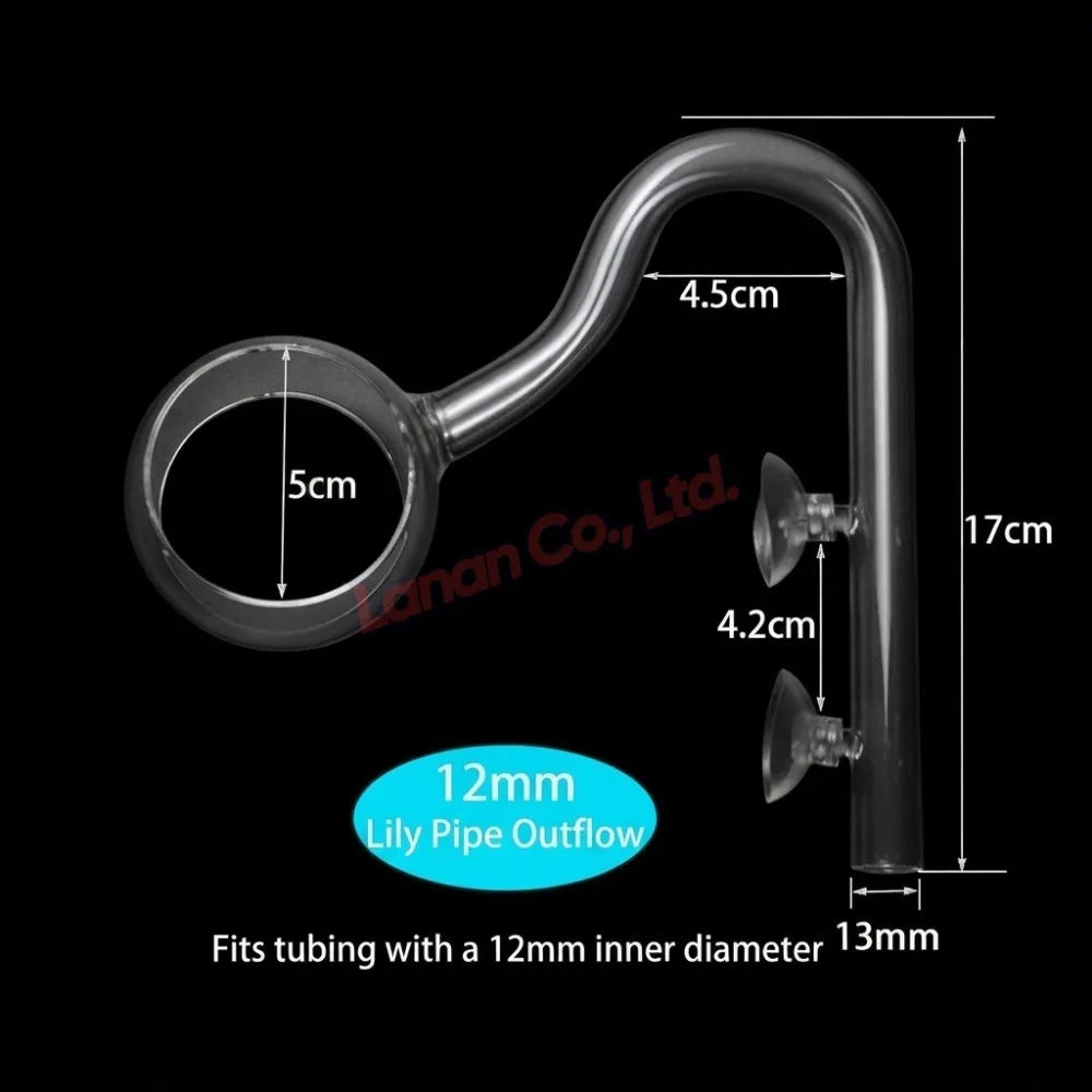 Glass Lily Pipe Inlet and Outlet for Aquarium Planted Tank Canister Filter Aquarium Glass Outflow Inflow Tube
