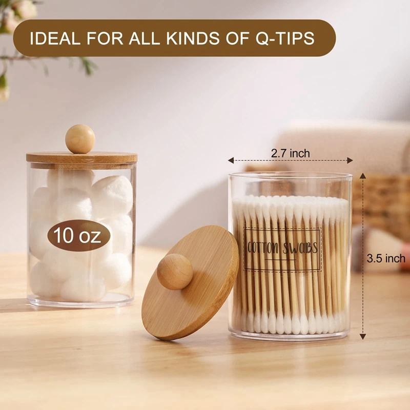 竹蓋付き透明ディスペンサーセット,6個,ホルダー,キャニスターアクセサリー,バスルームオーガナイザー