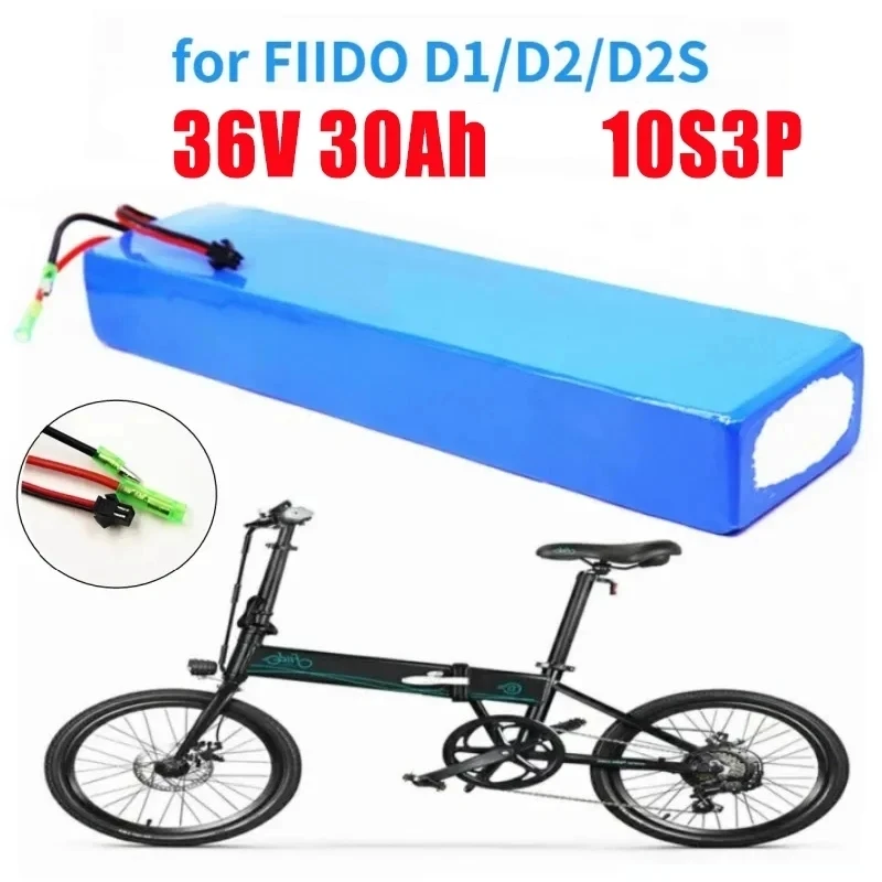 Batería de iones de litio para bicicleta eléctrica, pila de 36V, 30Ah, 10s3p, 2024, para FIIDO D1/D2/D2S, plegable, para ciclomotor, 18650