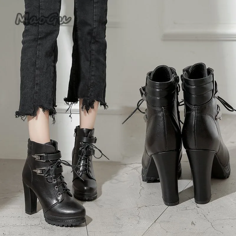 Botas de Invierno para Mujer, botines cálidos de tacón alto para Mujer, Botas de nieve gruesas para Mujer, Botas elegantes para Invierno 2025, Botas para Mujer negras