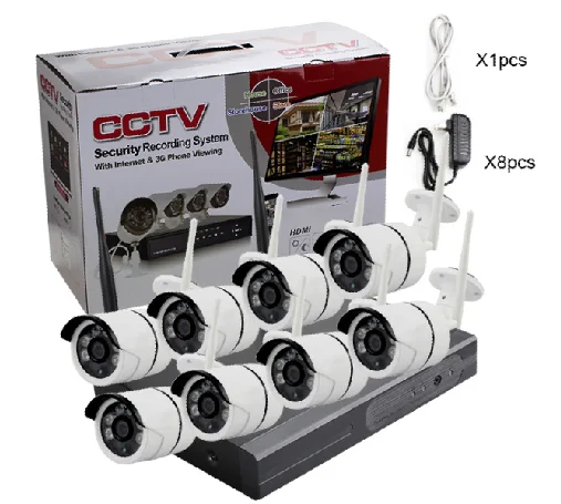 

8CH 2MP Wireless Cctv System IP Camera Wifi Bullet Camera For Home Security NVR Camera Kit