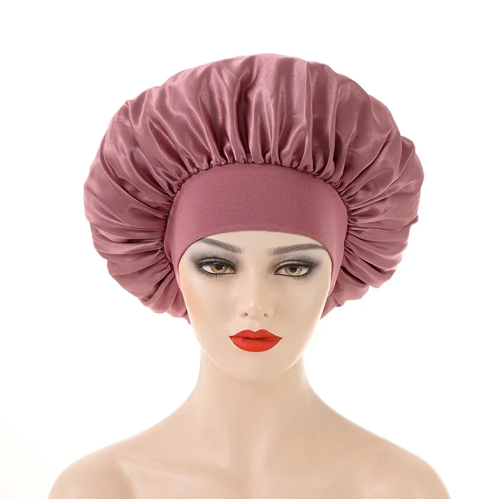 ยืดหยุ่นสูงซาตินหมวกนอน 1 ชิ้น Hair Care Bonnet Nightcap Multi - สีนํากลับมาใช้ใหม่ผู้หญิงหมวกนอนอุปกรณ์เสริม