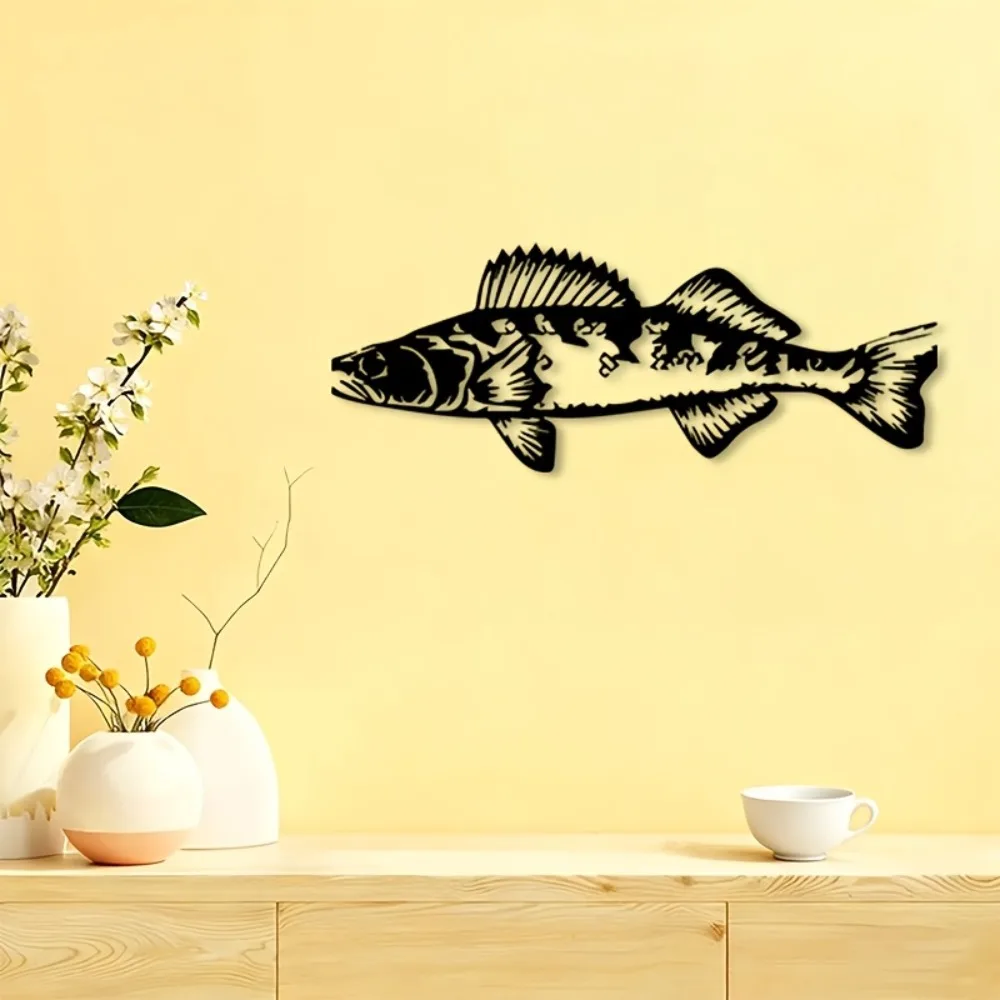 Lifelike Walleye Metal Wall Hanging Realistic Fish Art Rustic Home Aquarium Decor Gift For Anglers
