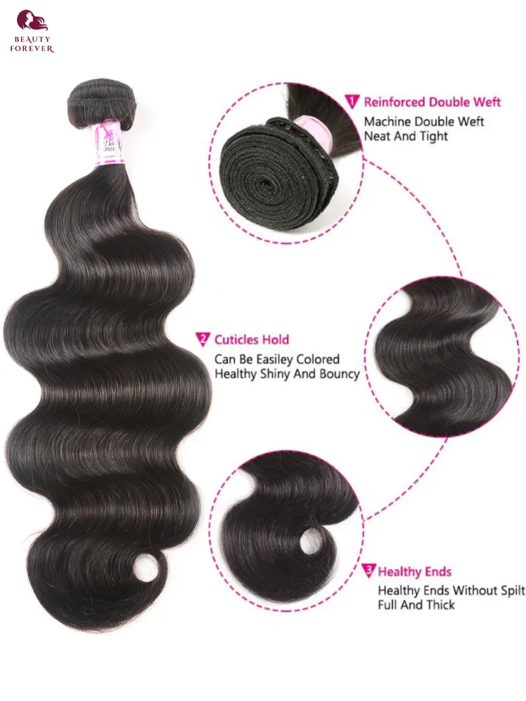 Beauty Forever High Ratio 100% Body Wave Human Hair Bundles Brazilian Body Wave Raw Virgin Hair Weave 100g/ piece