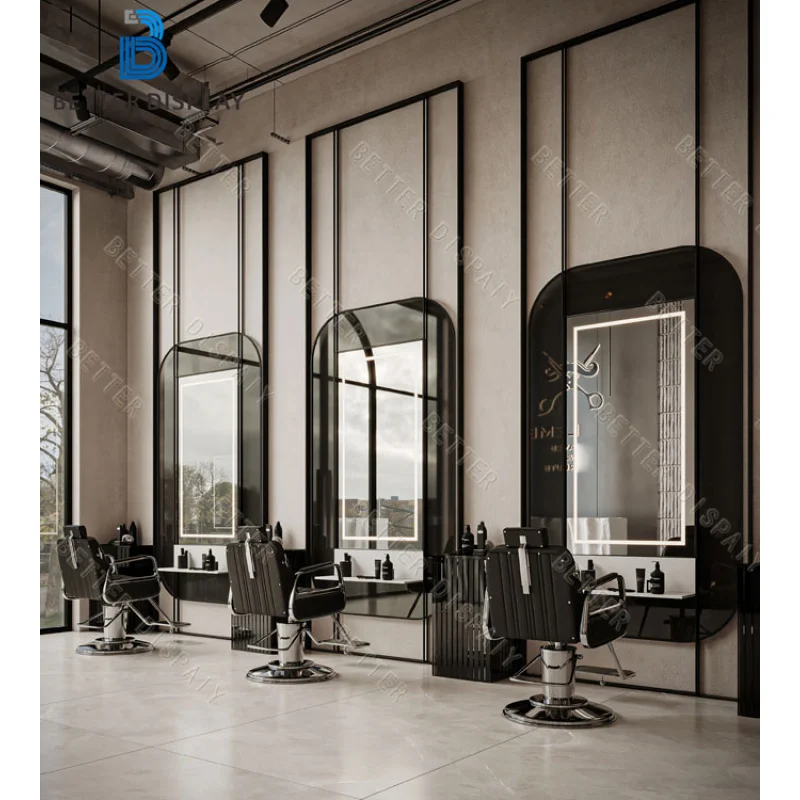 custom.Customized Beauty Salon Cabinets Furniture Design Salon Display Cabinet with LED Lighting
