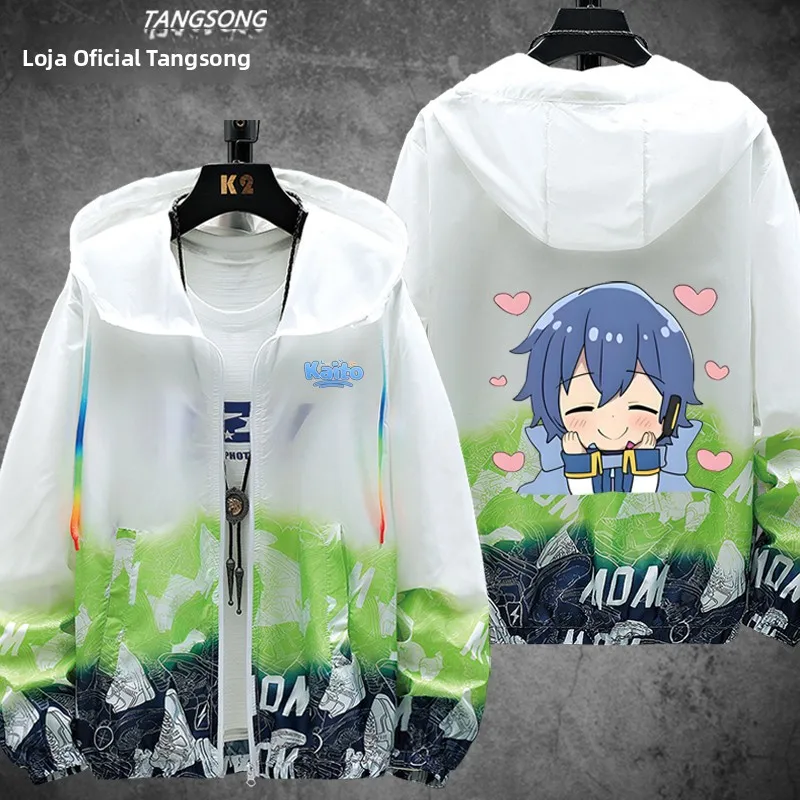 超薄型通気性日焼け防止ジャケット-ボーカロイド仮想歌手-kaito-青少年服-ユニセックス-軽量アウター