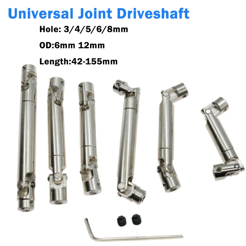 1pcs Metal Internal Spline Drive Shaft Universal Joint Driveshaft Iron Electroplating Telescopic Drive Shaft Coupling L:42-155mm