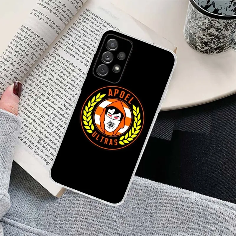 Luxury APOEL Ultras Phone Case for Samsung Galaxy S23 S22 S21 Plus Ultra A12 A32 A53 Clear Phone Cover Funda