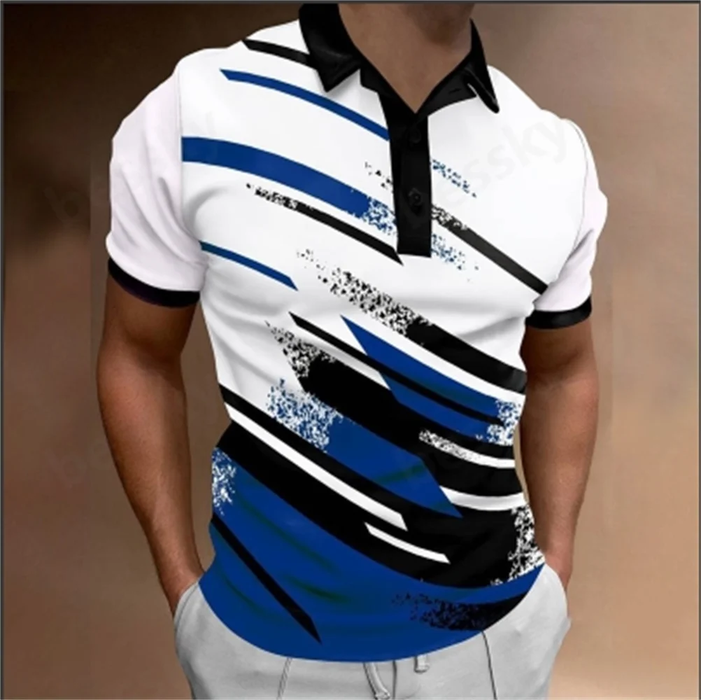 

Men's 3D New Collar Digital Printed Button Business Short Sleeve