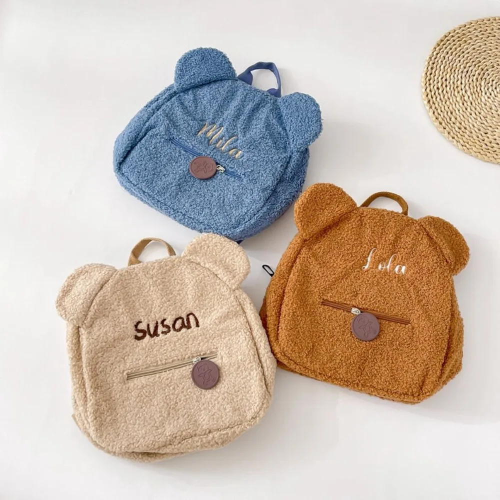 Personalized Name Teddy Bear Backpack Embroidered Text Teddy Bear Backpack for Kids Plush Schoolbag Cute Bear Bag Child Gifts