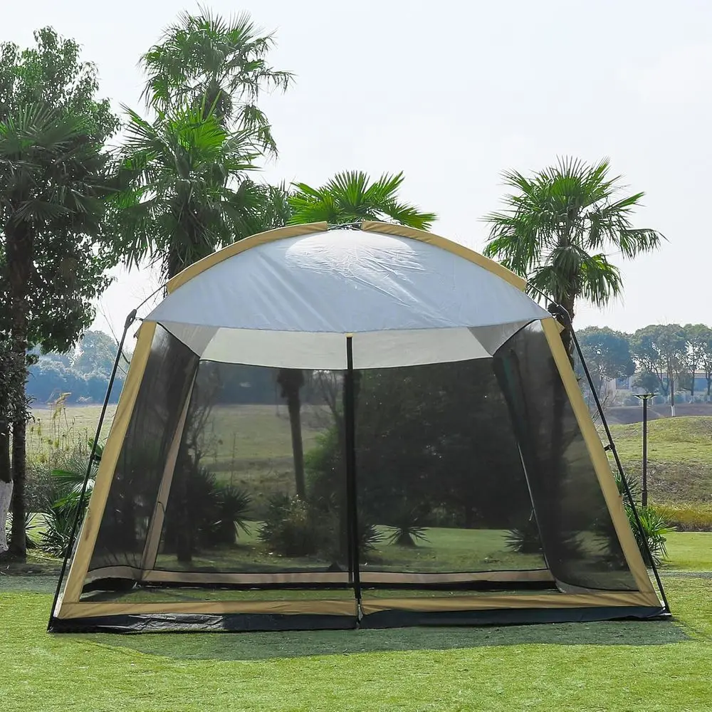 

11x11 Mesh Net Tent Shelter Gazebo, Quick Setup, Waterproof & Sunshade, Ideal for Camping, Backyard, Beach, Picnics