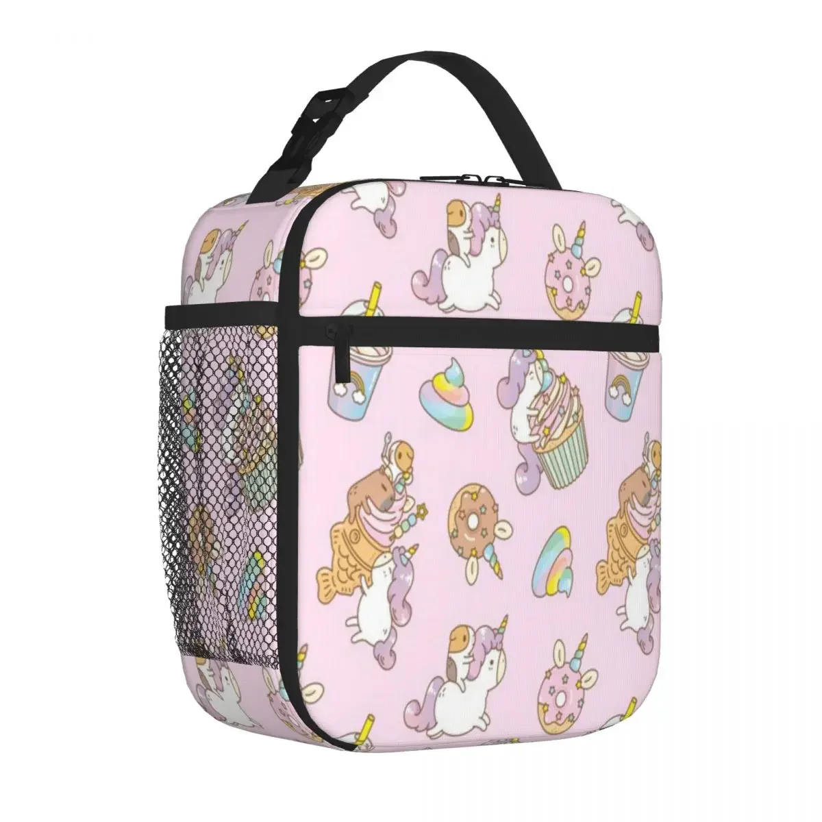 Bestselling Bubu The Guinea Pig Unicorn Party Stylish Outline Canvas Lunch Bag School Break Time Insulated Lunch Pouch