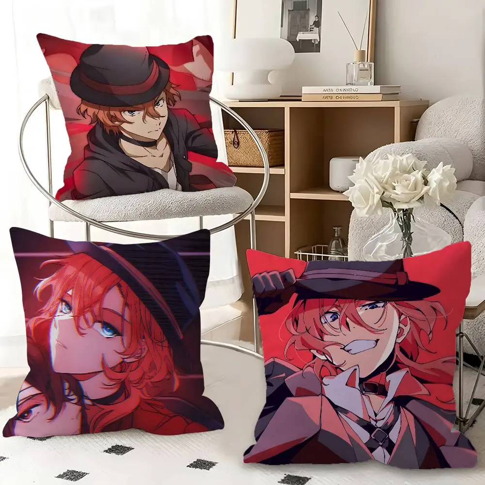 1pc Taro B-ungo S-tray D-ogs Nakahara Chuuya Dazai Osamu Pillow Case Fashion Square Bedroom Sofa Room Ins Decoration Leisure