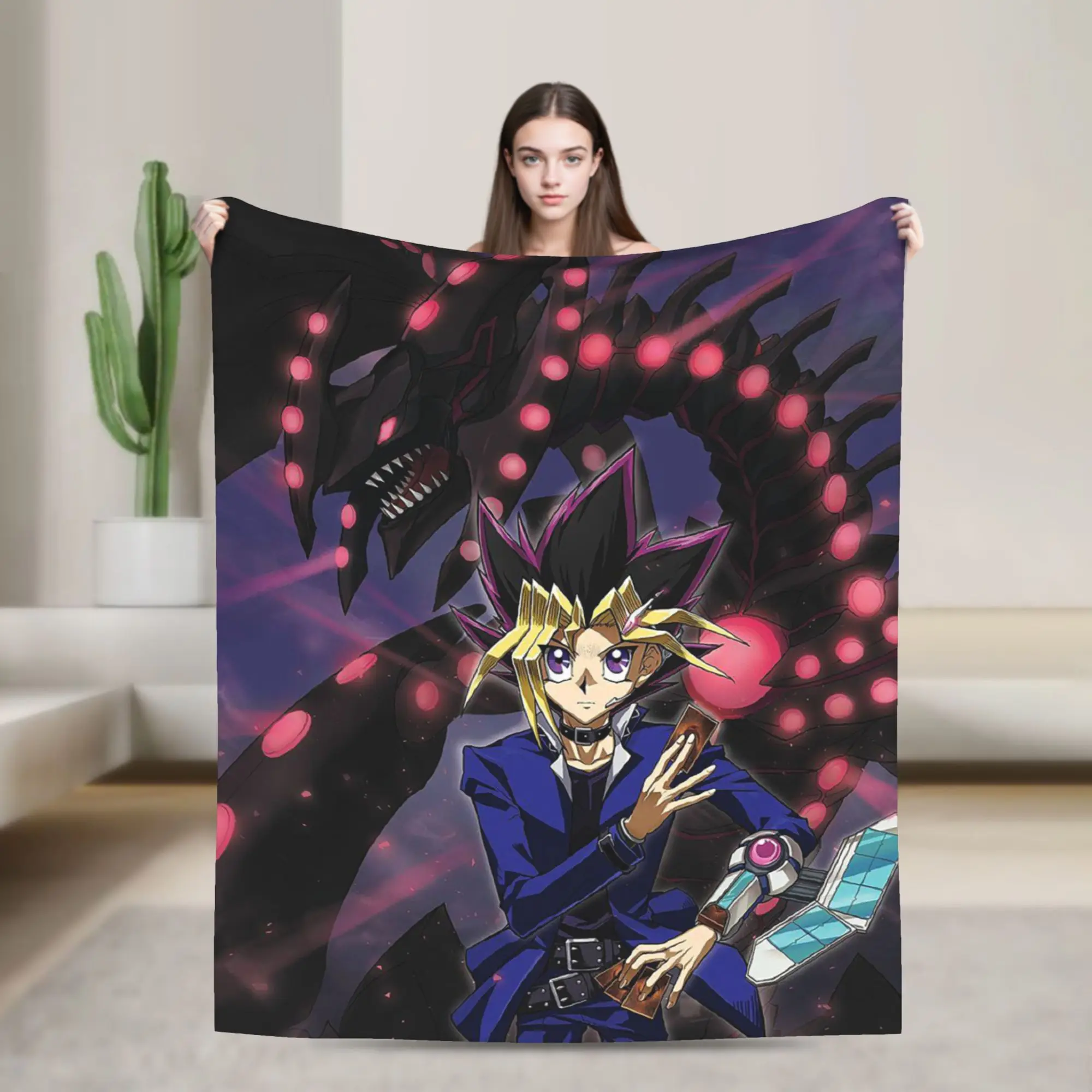 Yami Yuugi Blanket Cover Flannel Yu-Gi-Oh Anime Super Soft Throw Blankets for Airplane Travel Bedroom Quilt