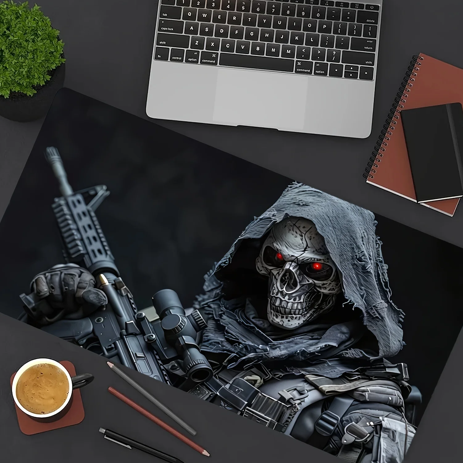 Skull Gun XXL Professional Gaming Mouse Pads for Gaming Office Accessories Study Desk Pads with Stitched Edge Endless Gamer mats