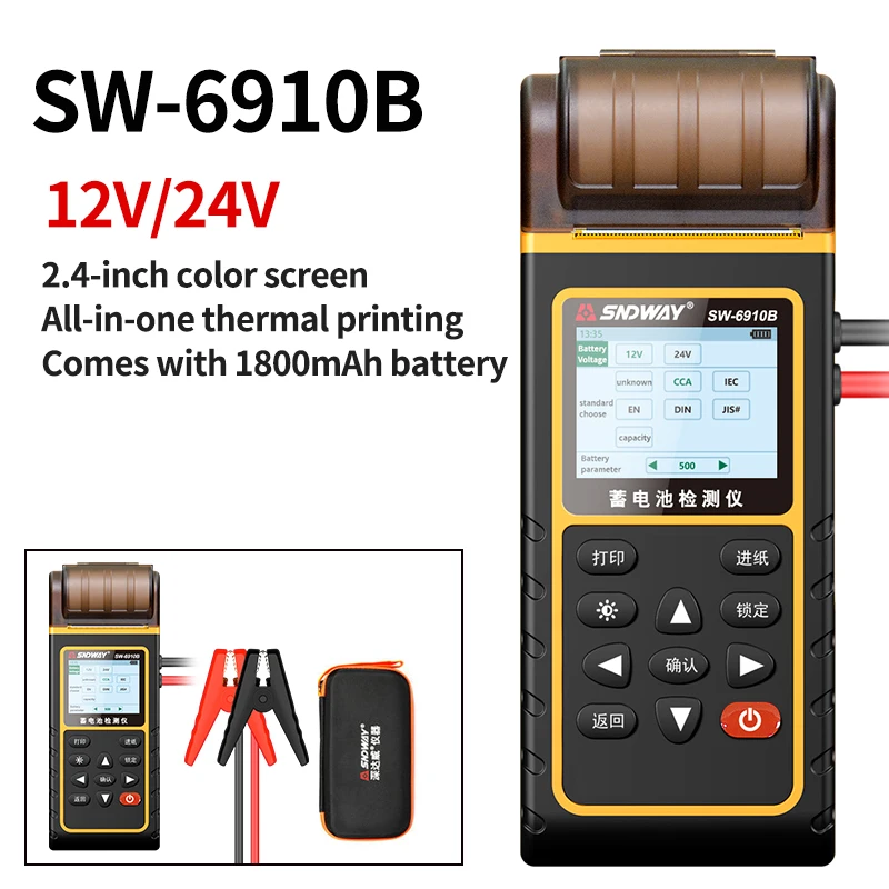 SNDWAYIntegrated stampa 12 v24v auto tester batteria display digitale durata della batteria universale tester di scarico riparatore SW-6910B