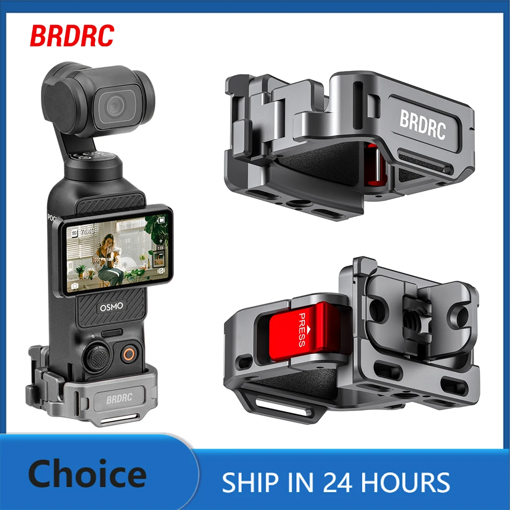 Quadro de extensão BRDRC para DJI Pocket 3 Acessórios Gaiola multifuncional com sapata fria Suporte de bicicleta/adaptador de montagem de cinta peitoral