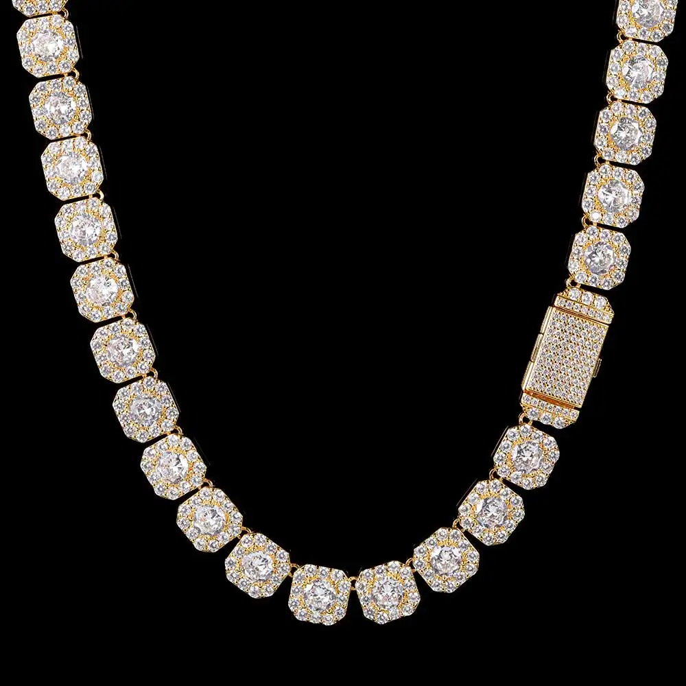 10/12MM Geclusterde Tennisketting voor Mannen Ketting Hip Hop Iced Out Zirconia Messing Rapper Rock Choker Sieraden