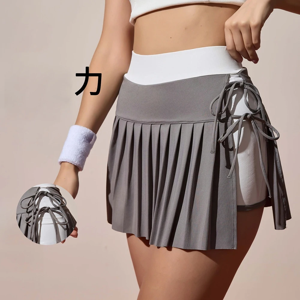 Fashionable Sports Yoga Shorts Women's Outdoor Skirt Pants Running Breathable Short Skirt Trendy Fake Two Pleated Skirts