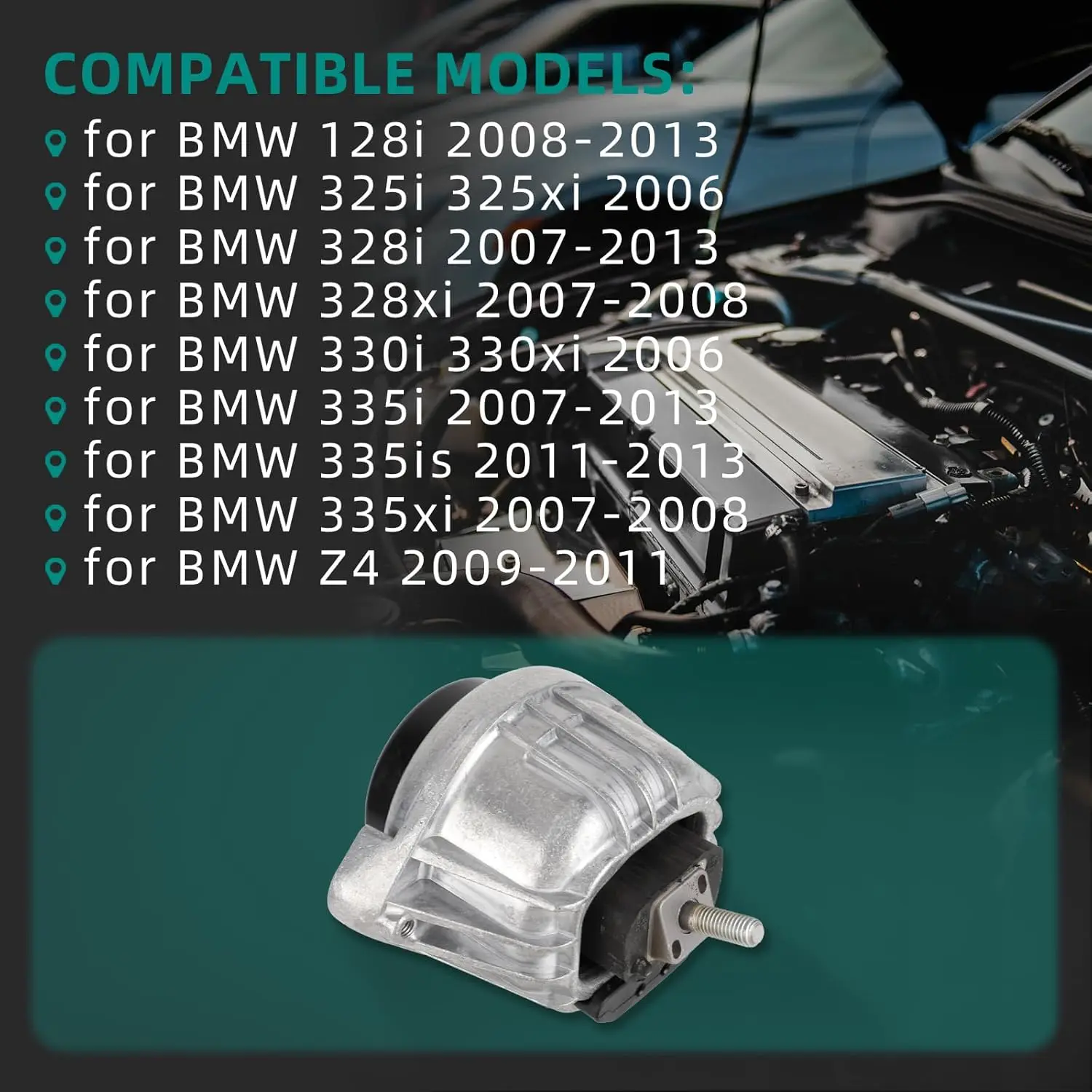 22116760330 Left and Right Engine Motor Mount Fits for BMW 128i 325i 325xi 328i 330i 330xi 335i E82 E88 E90 E92 2006-2013