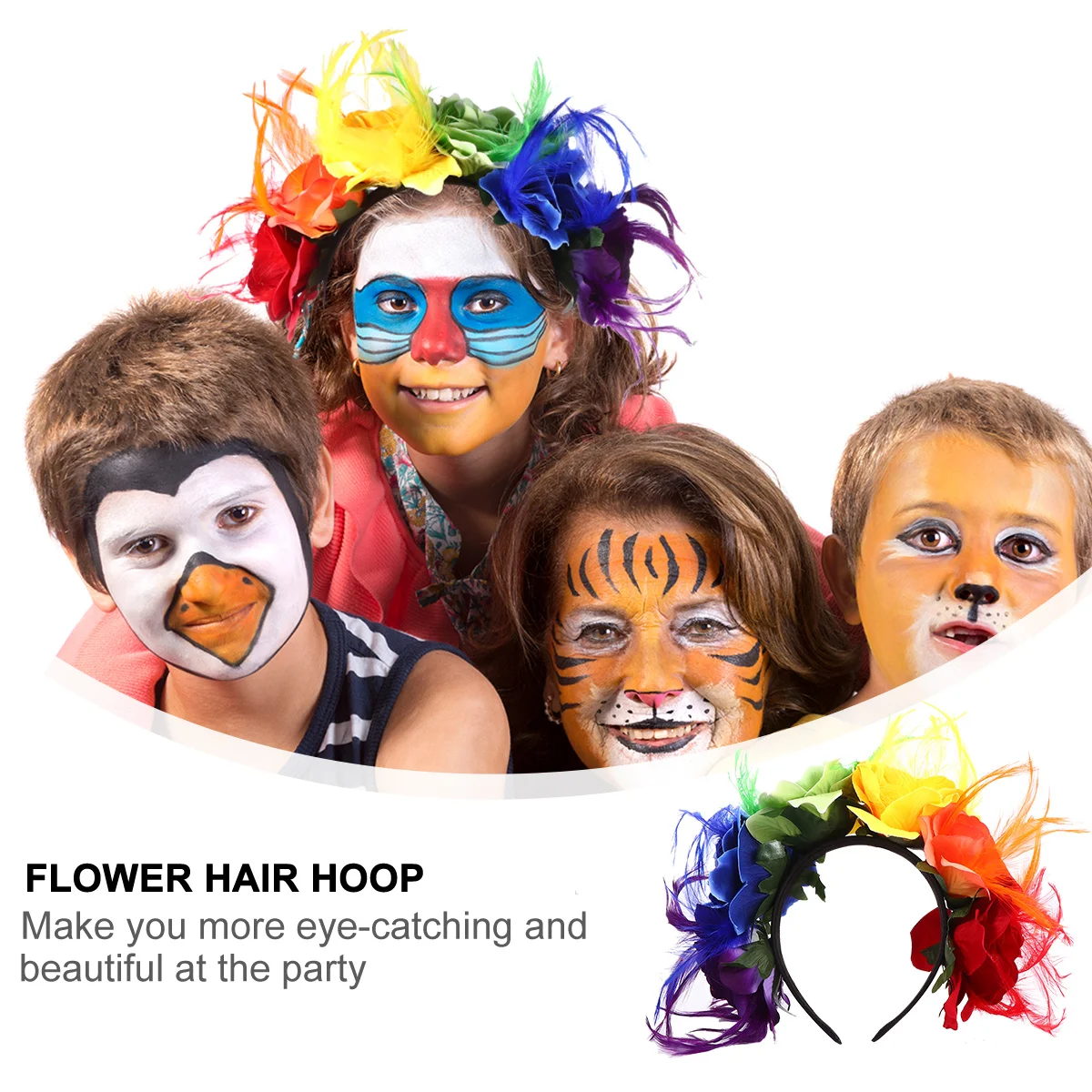 

Colorful Rose Hair Hoop Allergy- Party Halloween Flower Headband Festival Floral Hair Accessory