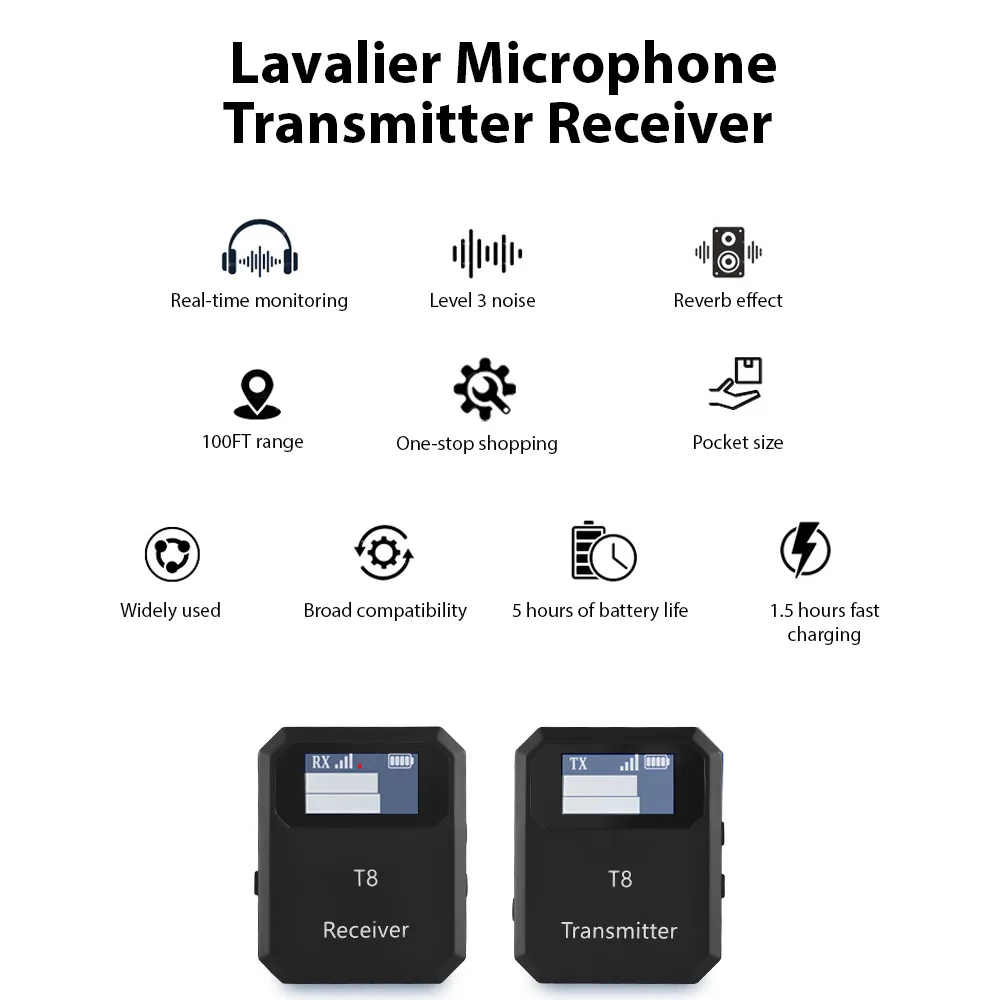 2.4G نظام الميكروفون اللاسلكي Lavalier ميكروفون جهاز ريسيفر استقبال وإرسال المدمج في رقاقة الحد من الضوضاء خفيفة للغاية طوق كليب #2