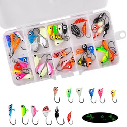 36/60/72/84Pcs Winter Ice Fishing Hook Glow ice jig bait 1.2-2.6g Jigging Fishing lure ice jigs for crappie panfish fishing gear
