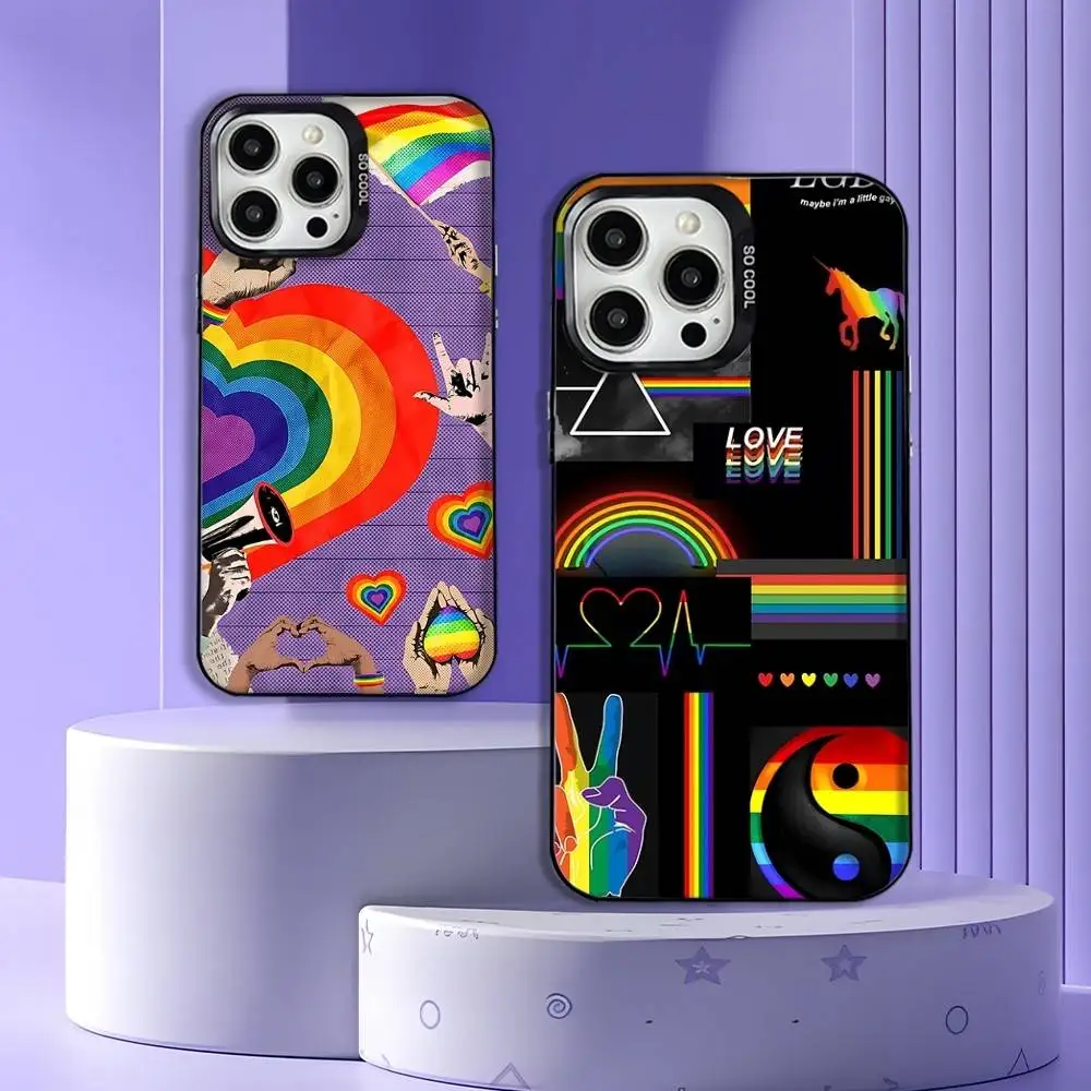 

Love Is Love LGBT Rainbow Phone Case For iPhone 17,16,15,14,13,12,11,Pro,Max,Plus,E,Air,Mini Black Tpu Cover
